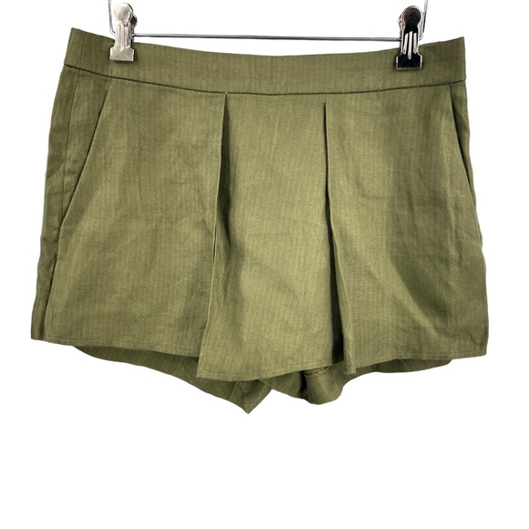 J. Crew Pants - J.Crew Linen Pleated Shorts Olive Green High‎ Rise Tailored Size 2